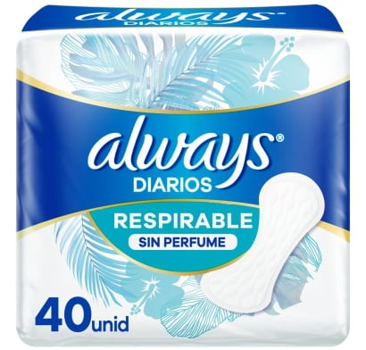 Protectores Diarios Always Respirable Sin Perfume 40 Unidades