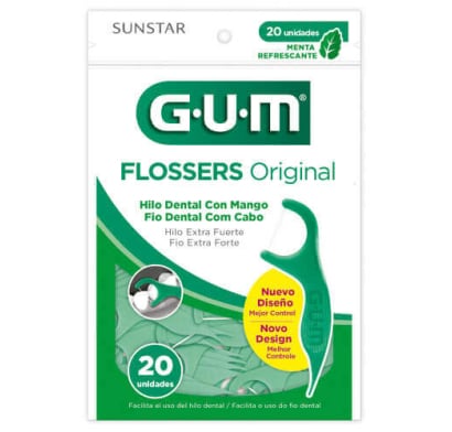 PORTA HILO FLOSSER GUM SABOR MENTA 20 UNIDADES