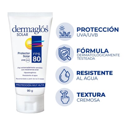 Protector Solar Dermaglós Crema FPS80 90 g