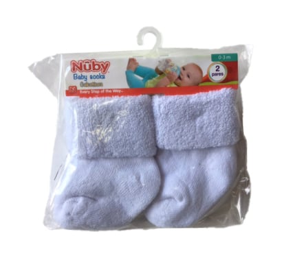Set Medias Nuby Blancas 0 A 3 Meses 2 Unidades
