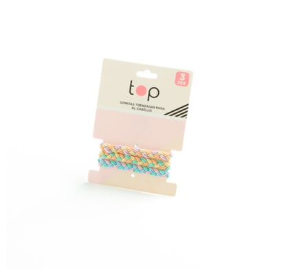 Gomitas De Pelo Top Trenzadas Colores Pasteles 3 Unidades