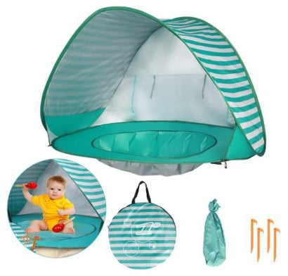 Carpa De Playa o Exteriores Akas Para Bebé Color Verde