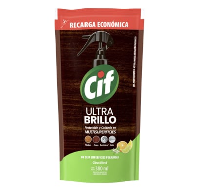 Lustramuebles Cif Ultra Brillo Antipolvo Cítrico 380 Ml