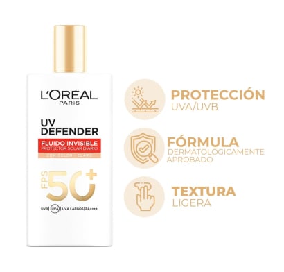 Protector Solar L'Oréal Paris Dermo Expertise UV Defender Fluido Claro FPS50+ 40 g