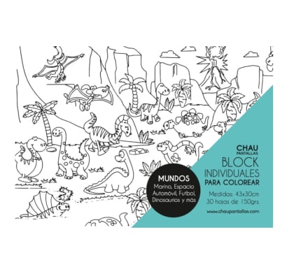 Block Individuales Para Colorear Chau Pantallas Mundos 30 Hojas