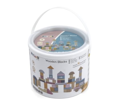 Balde Con Bloques De Madera Polar B 60 Piezas