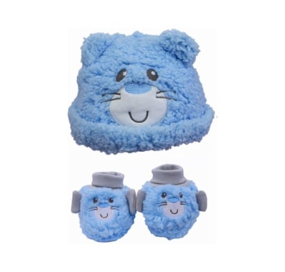 Set Gorro Y Escarpines De Peluche Akas Varón 0 A 6 Meses