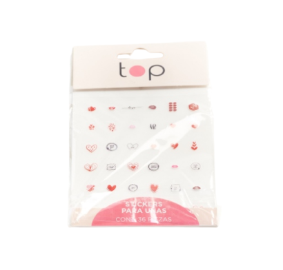 Stickers Para Uñas Top Corazón 36 Unidades