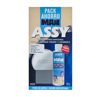 Pack Max Assy Peine Fino Clásico + Piojicida Loción Concentrada 60 Ml