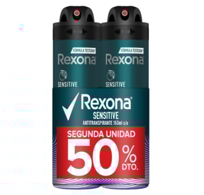 Desodorante En Aerosol Rexona Men Sensitive 150 Ml 2 Unidades