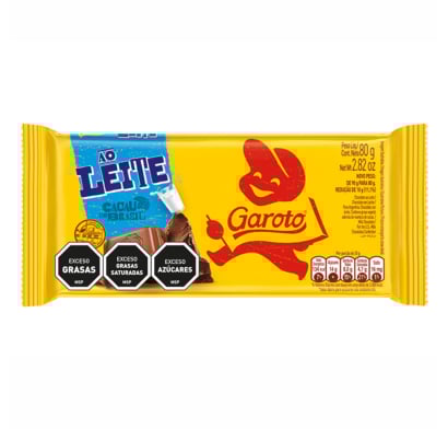 Tableta De Chocolate Jumbo Garoto Leche 80 G