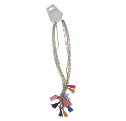 Collar Varias Cadenas Y Flecos