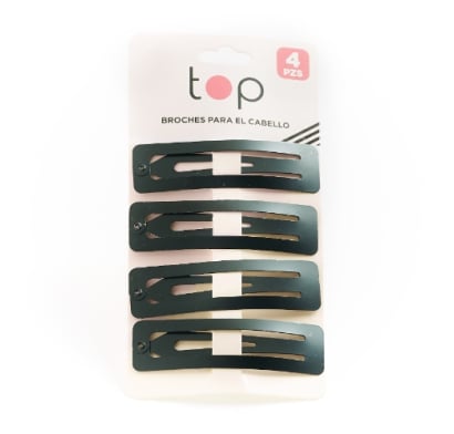 Broches Para El Pelo Top Rectangulares Negros 4 Unidades