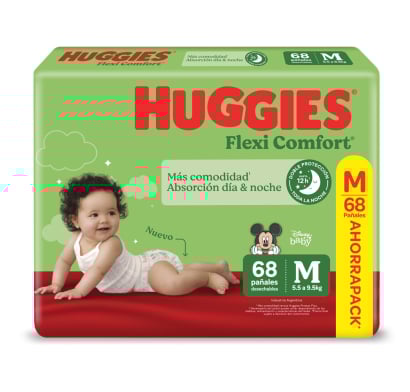 Pañales Huggies Flexi Comfort Talle M 68 Unidades