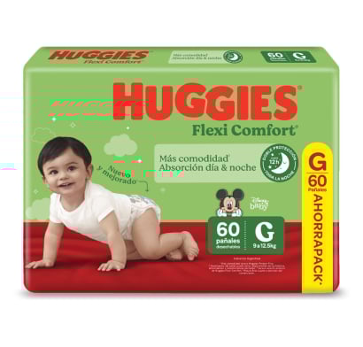 Pañales Huggies Flexi Comfort Talle G 60 Unidades