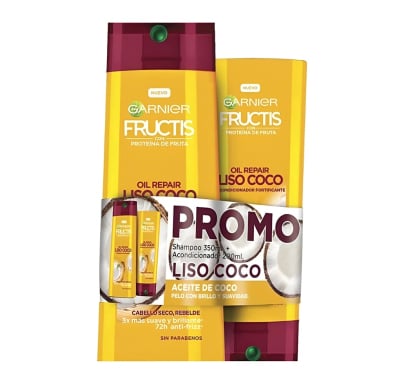 Pack Fructis Liso Shampoo 350 Ml + Acondicionador 200 Ml