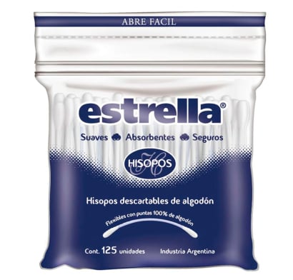 Hisopos De Algodón Estrella 125 Unidades