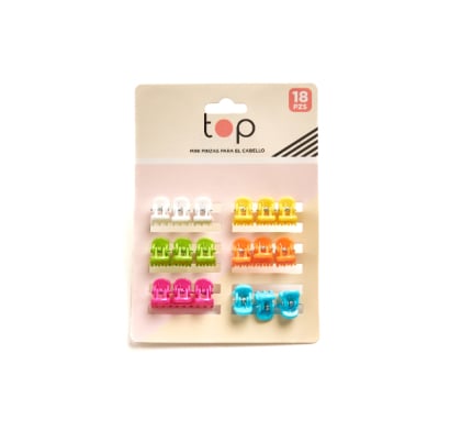 Mini Pinzas Para El Pelo Top Varios Colores 18 Unidades