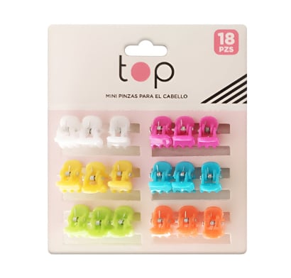 Mini Pinzas para el Pelo Top Varios Colores 18 Unidades