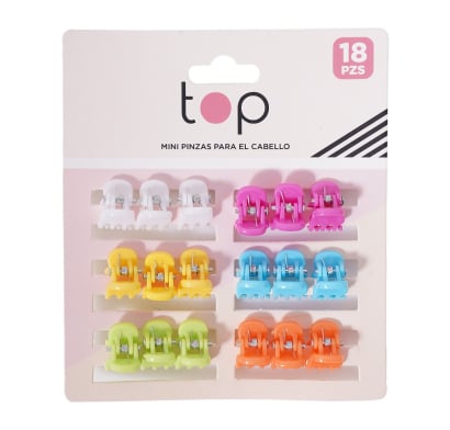 Mini Pinzas para el Pelo Top Varios Colores 18 Unidades