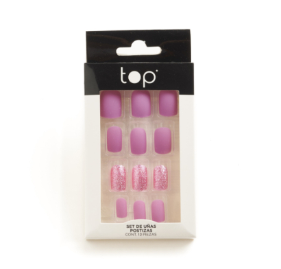 Set De Uñas Postizas Adhesivas Top Lila 12 Unidades