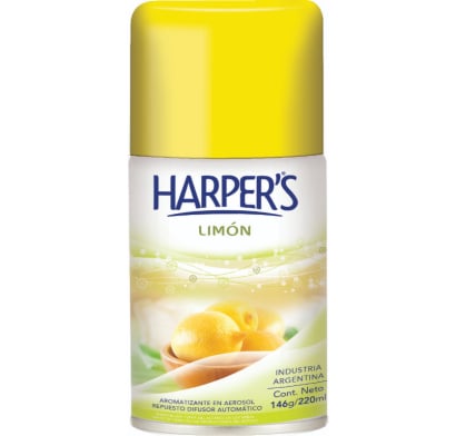 Recarga Perfumador De Ropa Harpers Aerosol Limón 220 Ml