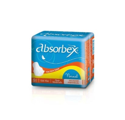 TOALLA FEMENINA ABSORBEX NORMAL X8 UNIDADES