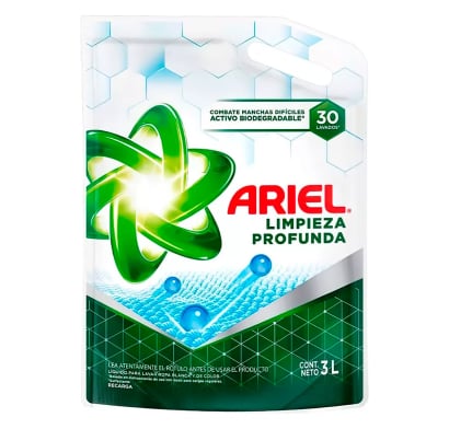 Jabón Líquido Para Ropa Ariel Limpieza Profunda 3 L