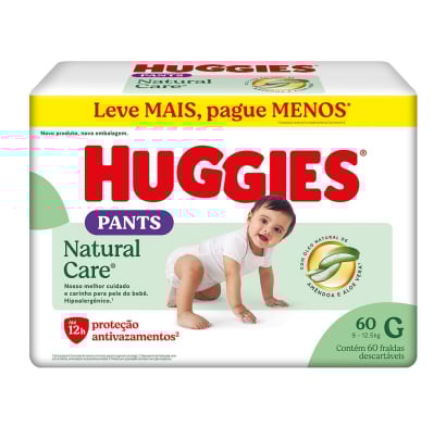 Pañales Huggies Pant Natural Care G 60 Unidades