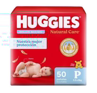 Pañales Huggies Natural Care P 50 Unidades