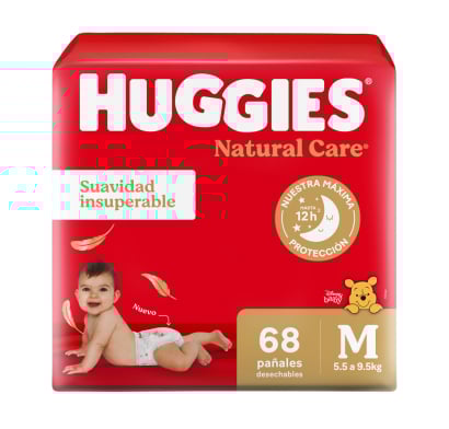 Pañales Huggies Natural Care M 68 Unidades