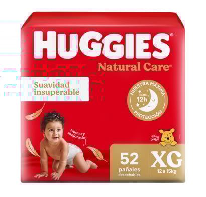 Pañales Huggies Natural Care Xg 52 Unidades