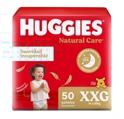 Pañales Huggies Natural Care Xxg 50 Unidades