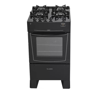 Cocina A Gas James Vidrio C 690 V Negra 4 Hornallas