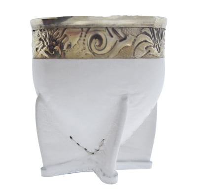 Mate Imperial Matebom Torpedo De Cuero Blanco Con Aplique