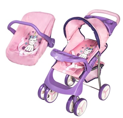 Coche De Muñeca Bebesit 2 Piezas Unicornio