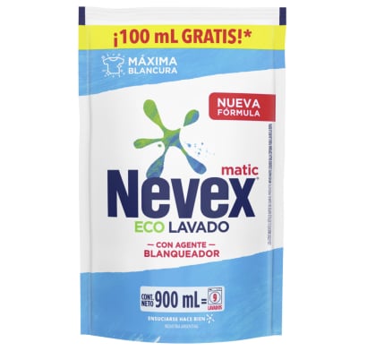 Repuesto De Jabón Líquido Para Ropa Nevex Ecolavado Con Agente Blanqueador 900 Ml