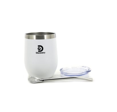 Mate Discovery Con Tapa Y Bombilla Blanco