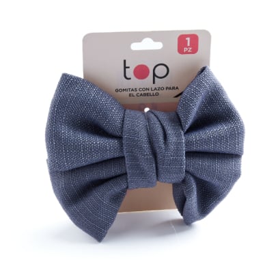 Gomita Para El Pelo Top Con Moña Azul 1 Unidad