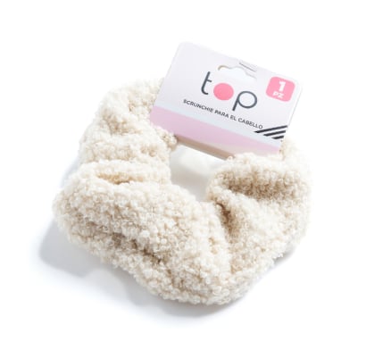 Gomita Scrunchie Para El Pelo Top Lana Beige 1 Unidad