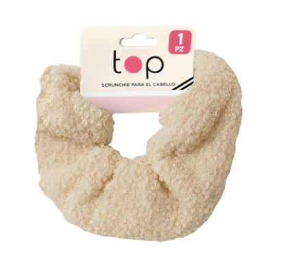 Gomita Scrunchie para el Pelo Top Lana Beige 1 Unidad