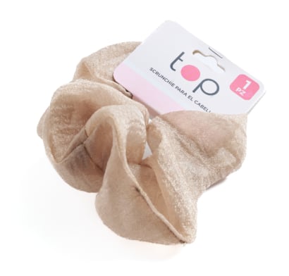 Gomita Scrunchie Para El Pelo Top Beige Con Tul 1 Unidad