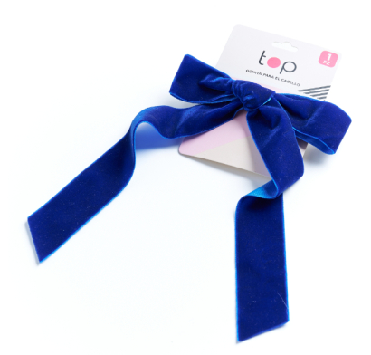 Gomita Para El Pelo Top Con Lazo Azul 1 Unidad