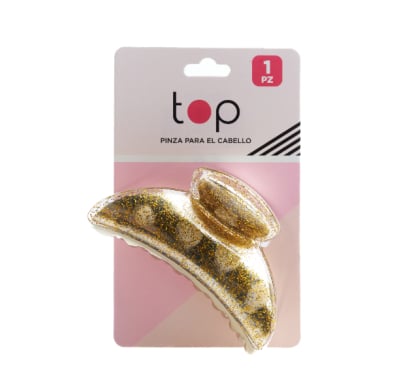 Pinza Para El Pelo Top Glitter Dorada 1 Unidad
