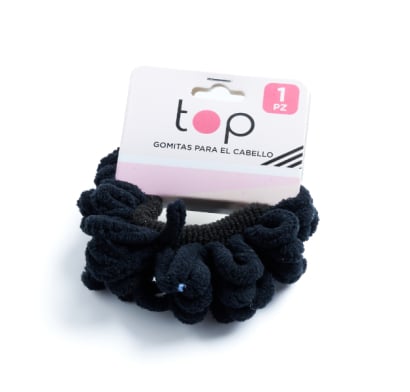 Gomita Para El Pelo Top Negra Y Azul 1 Unidad