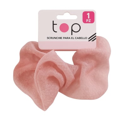 Gomita Scrunchie para el Pelo Top Rosa con Tul 1 Unidad