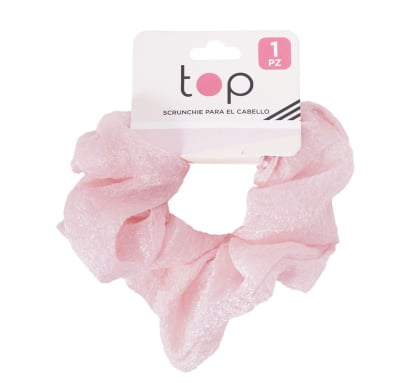 Gomita Scrunchie para el Pelo Top Rosa con Tul 1 Unidad