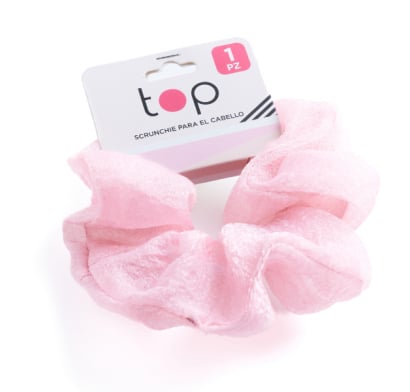 Gomita Scrunchie Para El Pelo Top Rosa Con Tul 1 Unidad