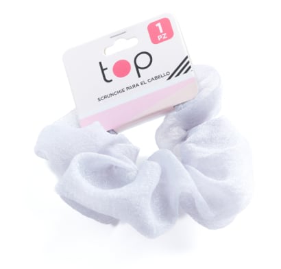 Gomita Scrunchie Para El Pelo Top Blanca Con Tul 1 Unidad