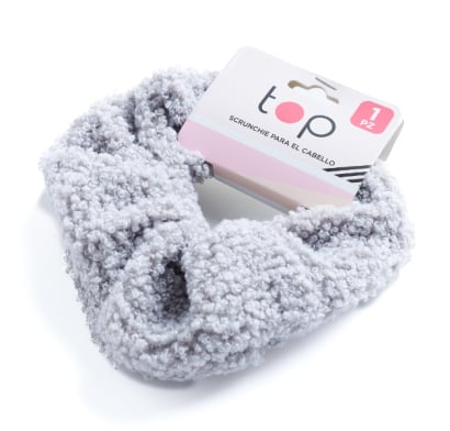 Gomita Scrunchie Para El Pelo Top Lana Gris 1 Unidad